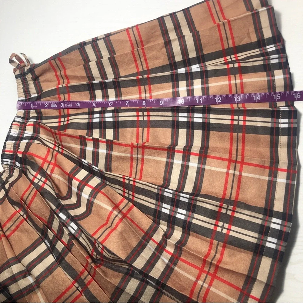 Girls Classic Plaid Pleated Mini Skirt Elastic Waist Cotton Blend Size Girls 10Y